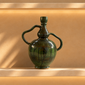 Green Glazed Amphora Jug with Spout & Handle