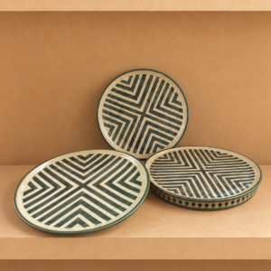Hand-Painted Geometric Plates (Set of 2)